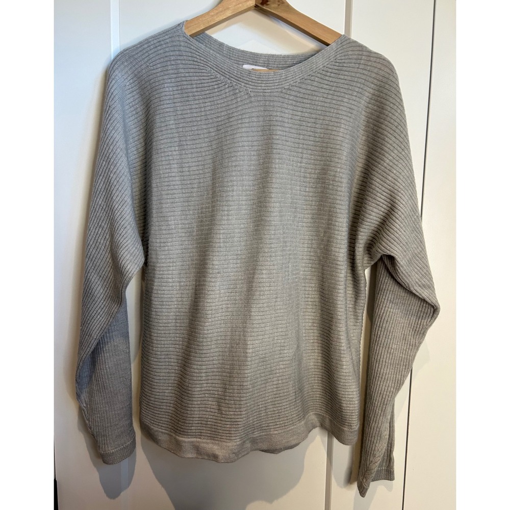 Ardene Womens Gray Ribbed Knit Long Sleeve Sweater Crew Neck S